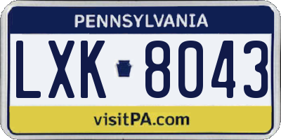PA license plate LXK8043
