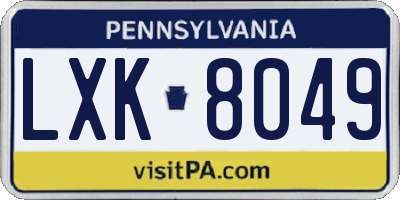 PA license plate LXK8049