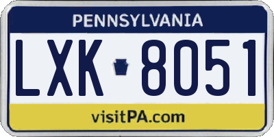 PA license plate LXK8051
