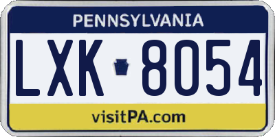 PA license plate LXK8054