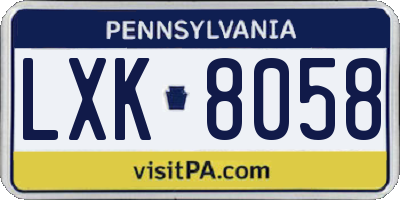 PA license plate LXK8058