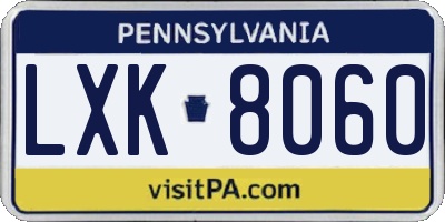 PA license plate LXK8060