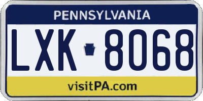 PA license plate LXK8068