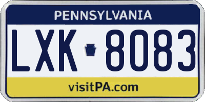 PA license plate LXK8083