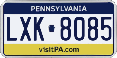 PA license plate LXK8085