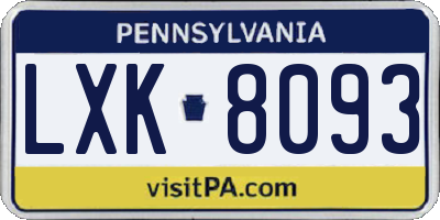 PA license plate LXK8093