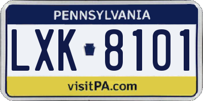 PA license plate LXK8101