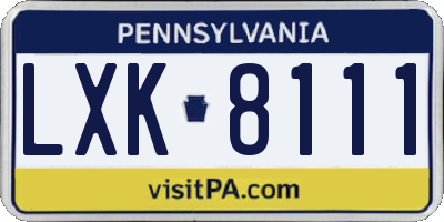 PA license plate LXK8111