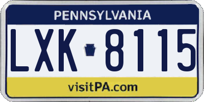 PA license plate LXK8115