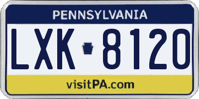 PA license plate LXK8120