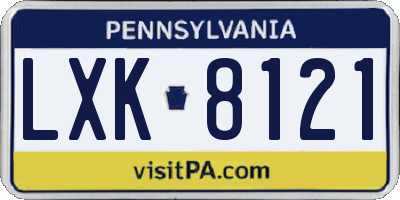 PA license plate LXK8121