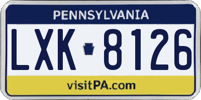 PA license plate LXK8126