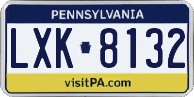 PA license plate LXK8132