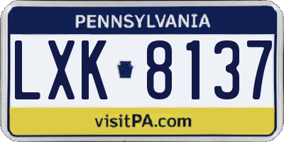 PA license plate LXK8137