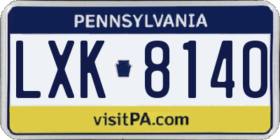 PA license plate LXK8140