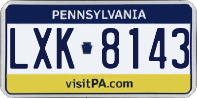 PA license plate LXK8143