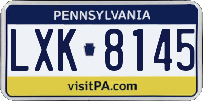 PA license plate LXK8145