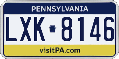 PA license plate LXK8146