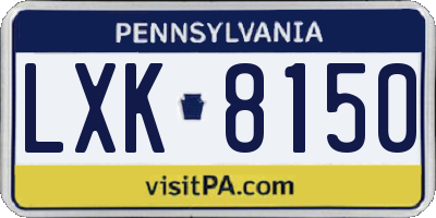 PA license plate LXK8150
