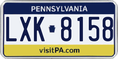 PA license plate LXK8158