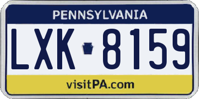 PA license plate LXK8159