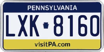 PA license plate LXK8160