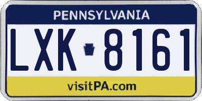 PA license plate LXK8161