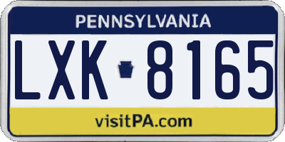 PA license plate LXK8165