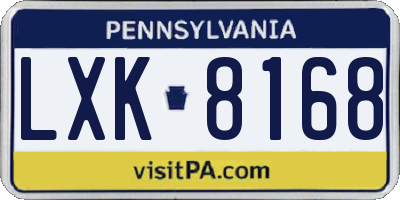 PA license plate LXK8168