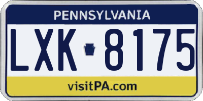 PA license plate LXK8175