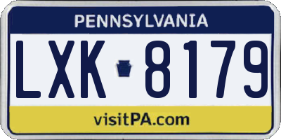 PA license plate LXK8179