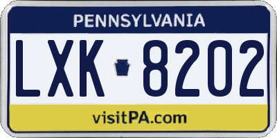 PA license plate LXK8202