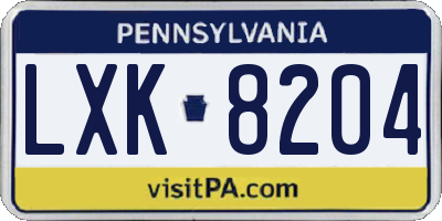 PA license plate LXK8204