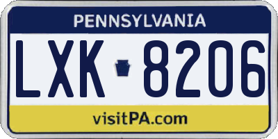 PA license plate LXK8206