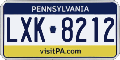 PA license plate LXK8212