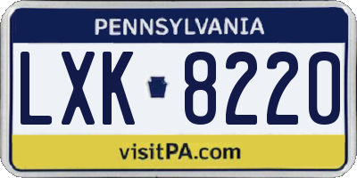 PA license plate LXK8220