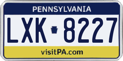 PA license plate LXK8227