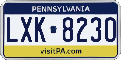 PA license plate LXK8230