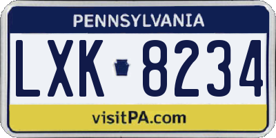 PA license plate LXK8234