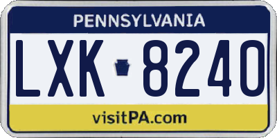 PA license plate LXK8240