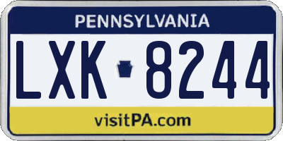PA license plate LXK8244