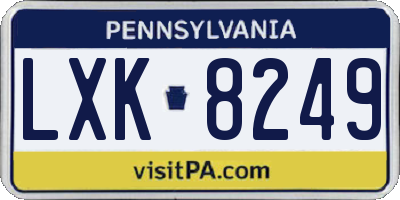 PA license plate LXK8249