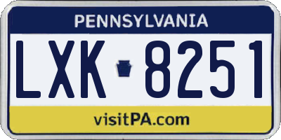 PA license plate LXK8251