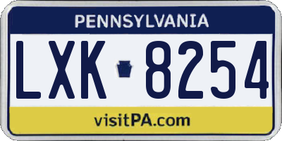PA license plate LXK8254