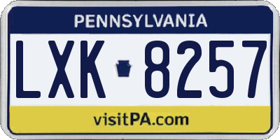 PA license plate LXK8257