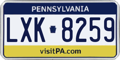 PA license plate LXK8259