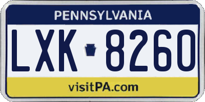 PA license plate LXK8260