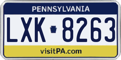 PA license plate LXK8263