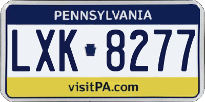 PA license plate LXK8277