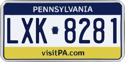 PA license plate LXK8281